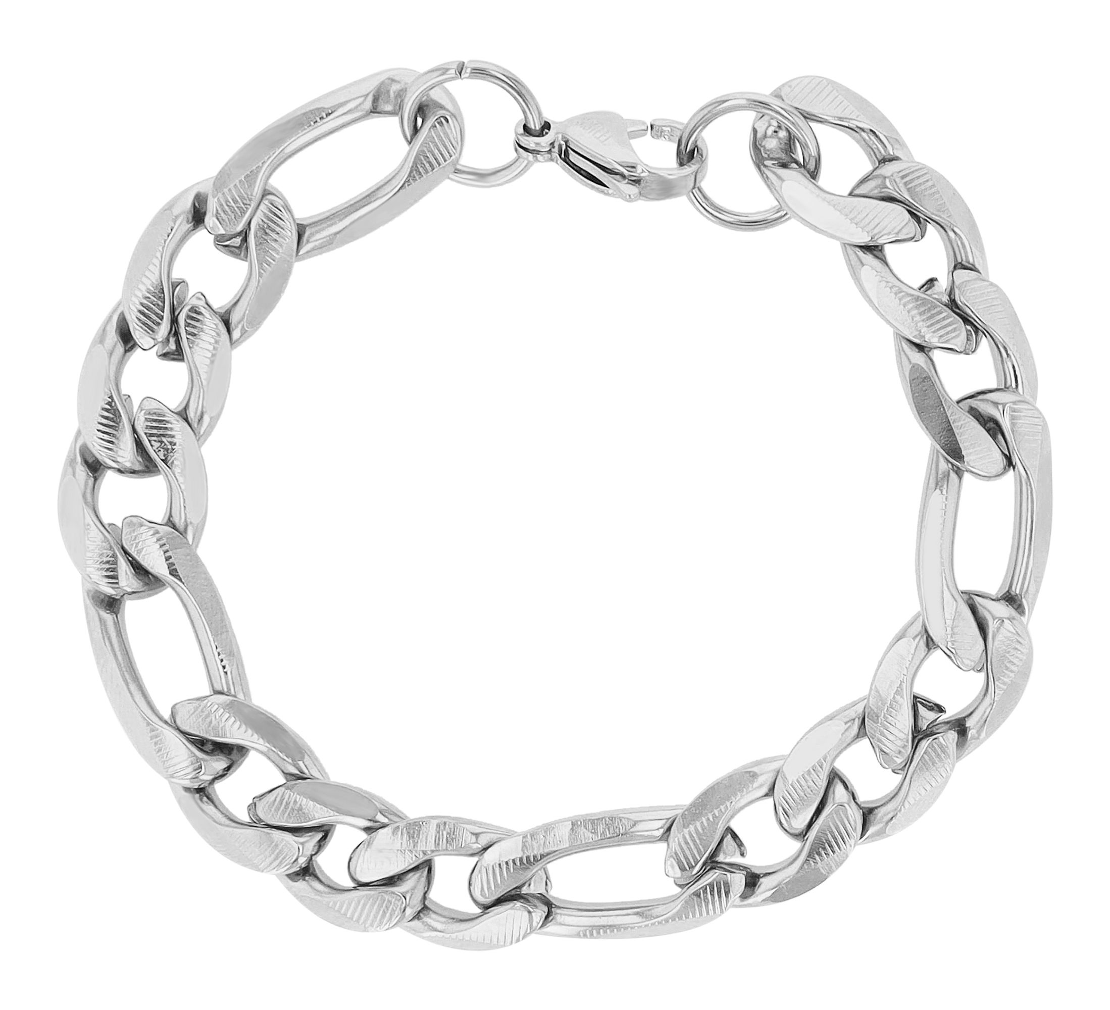 "Devin" Akzent Figaroarmband, Edelstahl, 21 cm, silberfarben