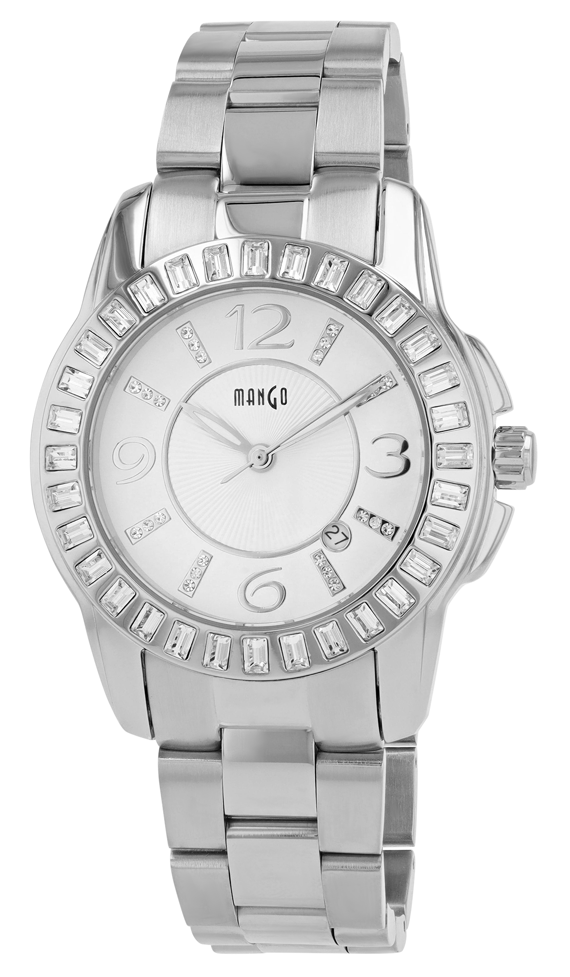 Mango Edelstahl Damenuhr Ø 40 mm, silberfarben/ weiß