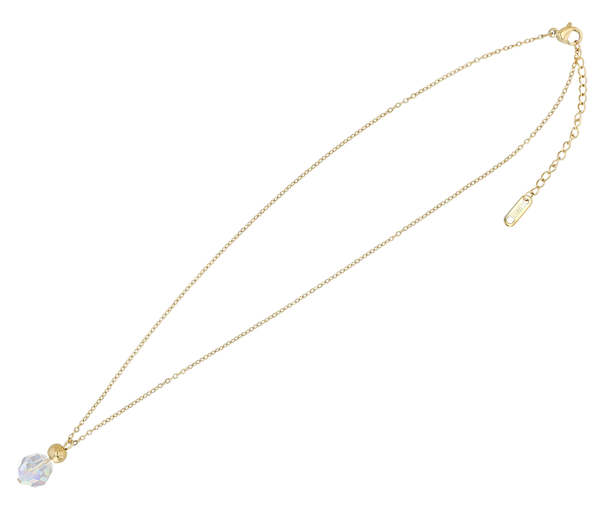 "Saoirse" Akzent Edelstahlkette mit Swarovski, 42 + 5 cm, goldfarben + Crystal