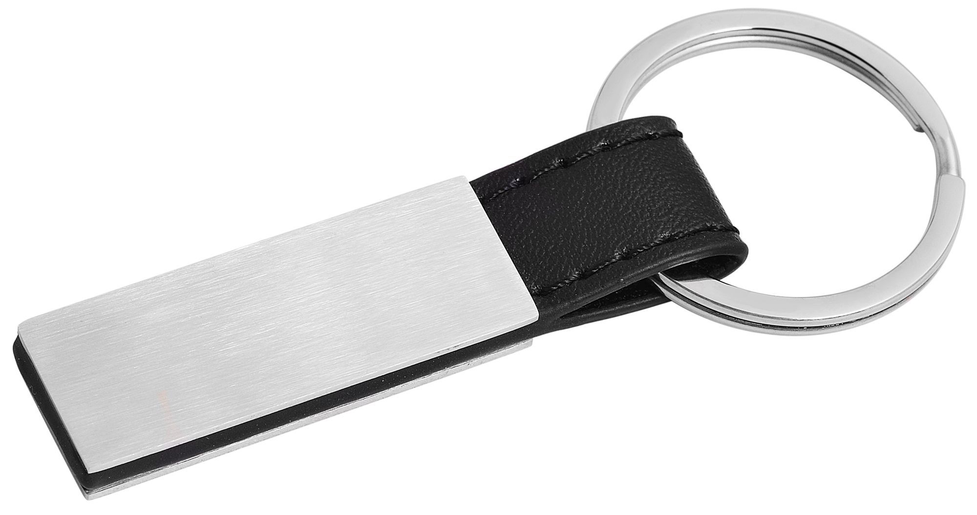 Schlüsselanhänger mit Gravurplatte, Lederimitat