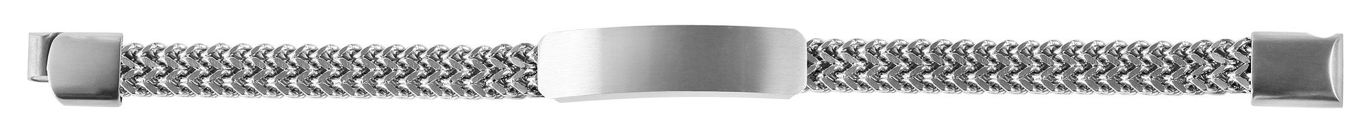 Akzent Panzerarmband mit Gravurplatte, Edelstahl, silberfarben