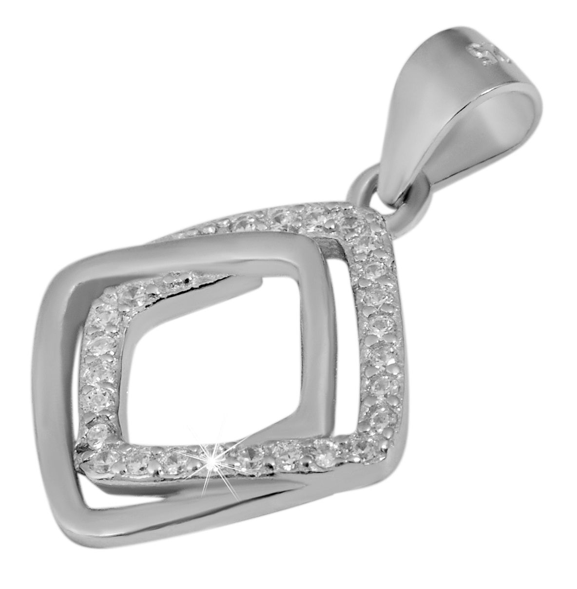 "Evija" 925/- Echt Silber Schmuck-Set - Anhänger + Ohrstecker, Zirkonia, rhodiniert