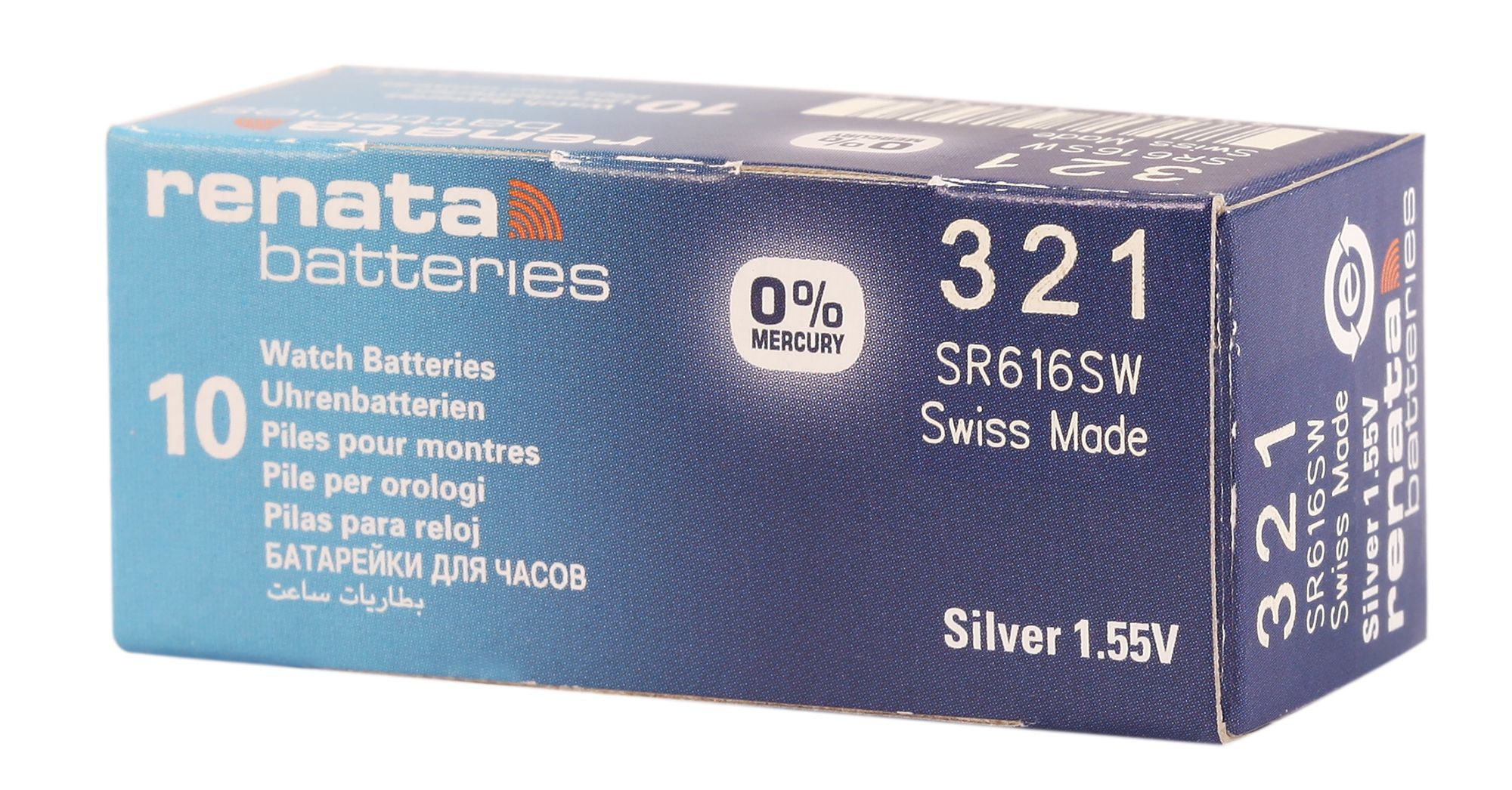 RENATA Silberoxid-Knopfzellen, 0% Quecksilber, 10 Stk., R321 (SR616SW), 1,55 V