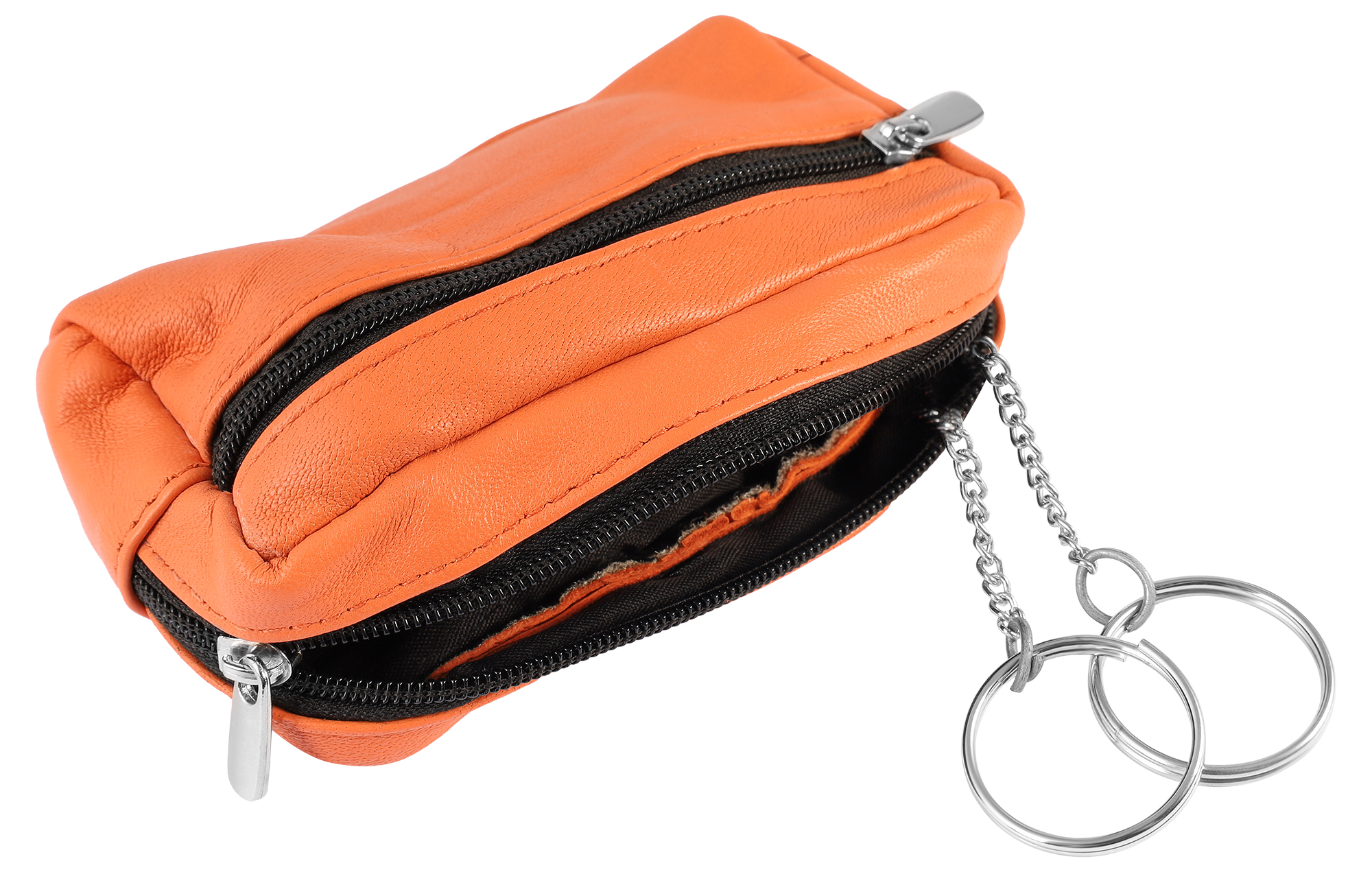 Excellanc Echtleder Schlüsseletui / Schlüsselbeutel, orange