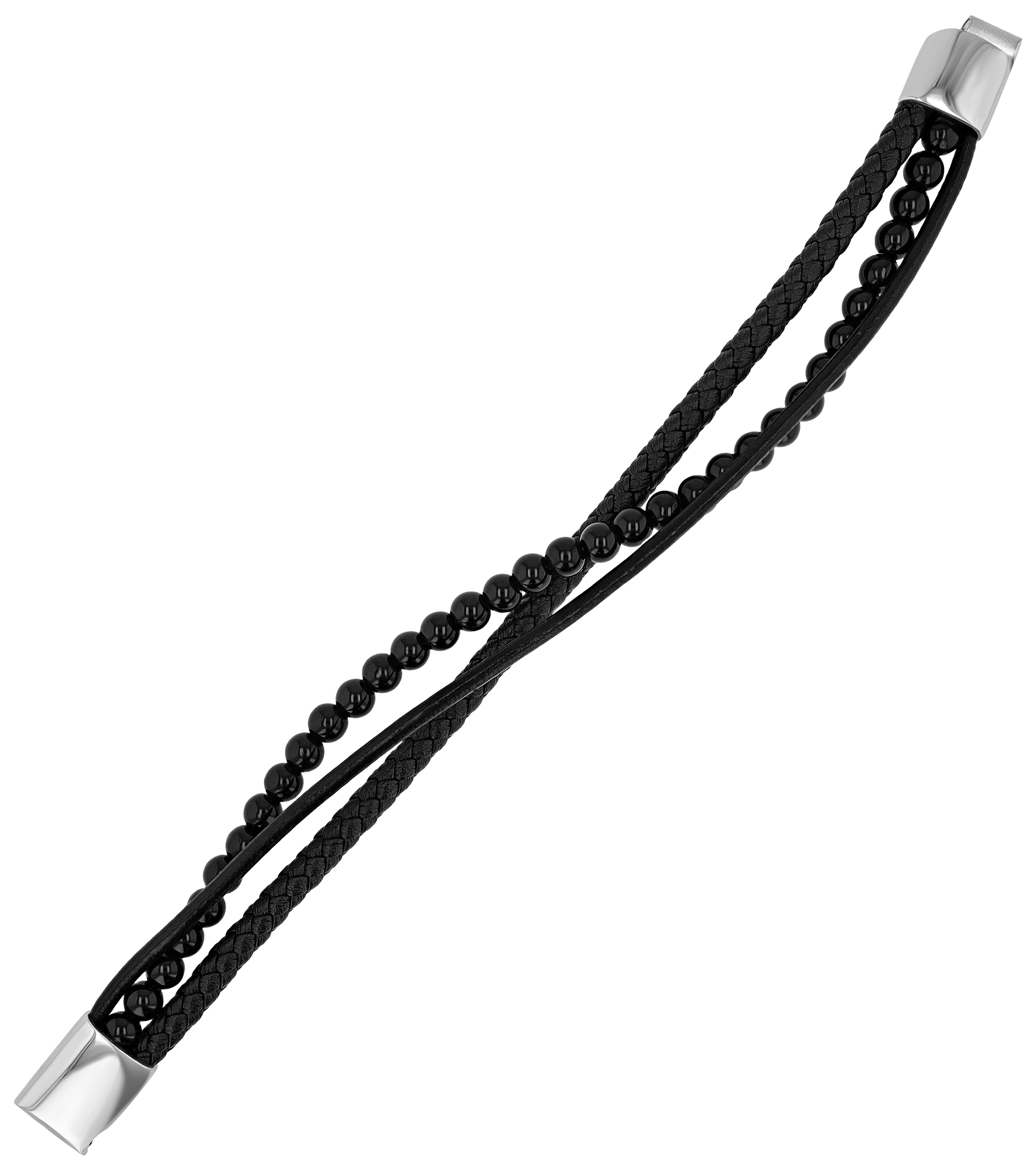 "Tatum" Echtlederarmband + Naturstein (Onyx), 21 cm