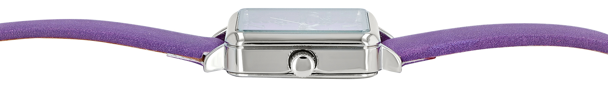 JUST WATCH Damenuhr "Aveline" mit Echtlederband, eckiges Design, lila/ silberfarben