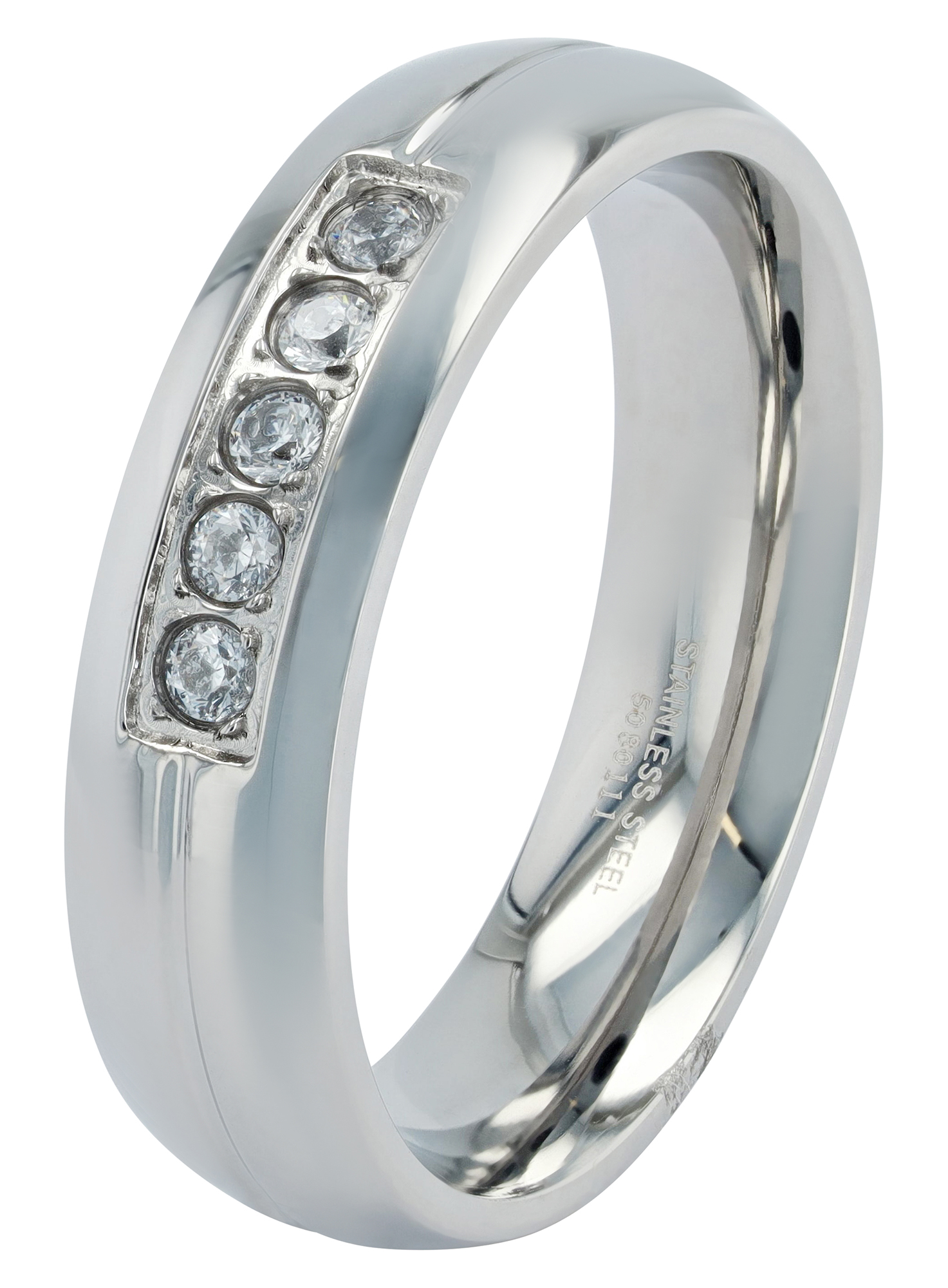 "Infinite Life" Damen-Partnerring ausEdelstahl, Similibesatz, silberfarben, Gr. 50