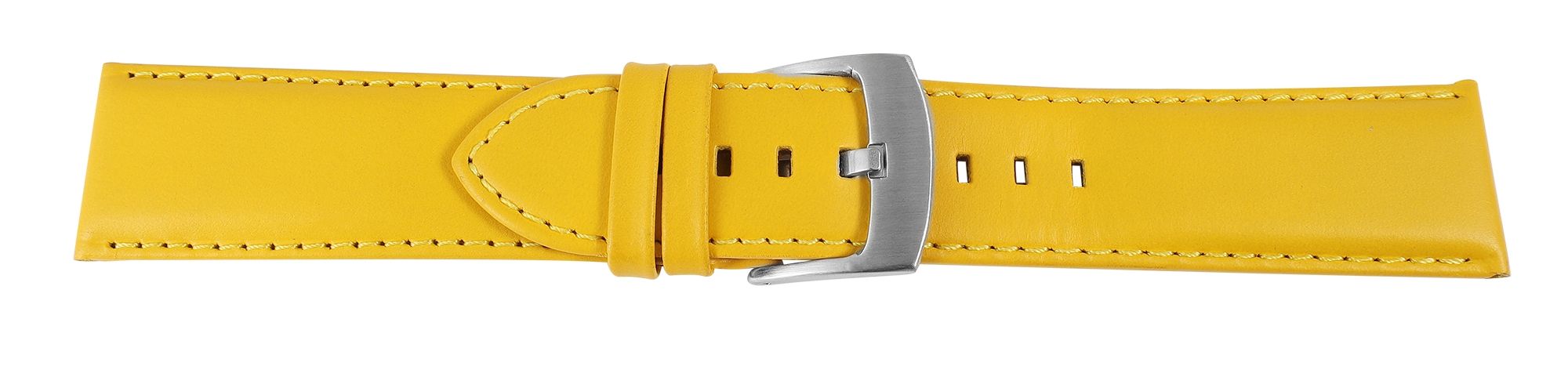 Echtleder-Uhrenarmband "super-soft", gelb, Naht, 24 mm