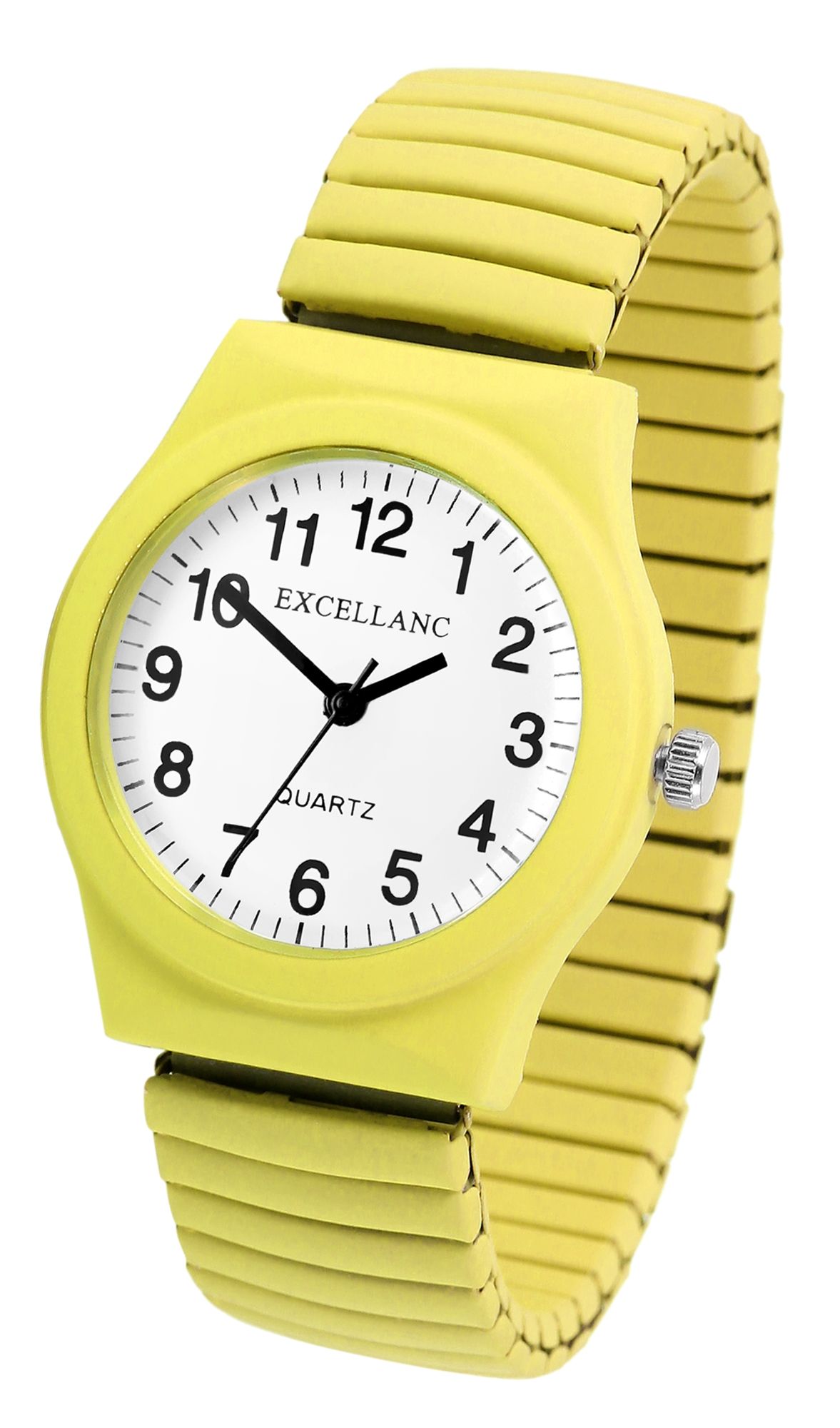 Excellanc Damenarmbanduhr mit Edelstahlzugband, neongelb