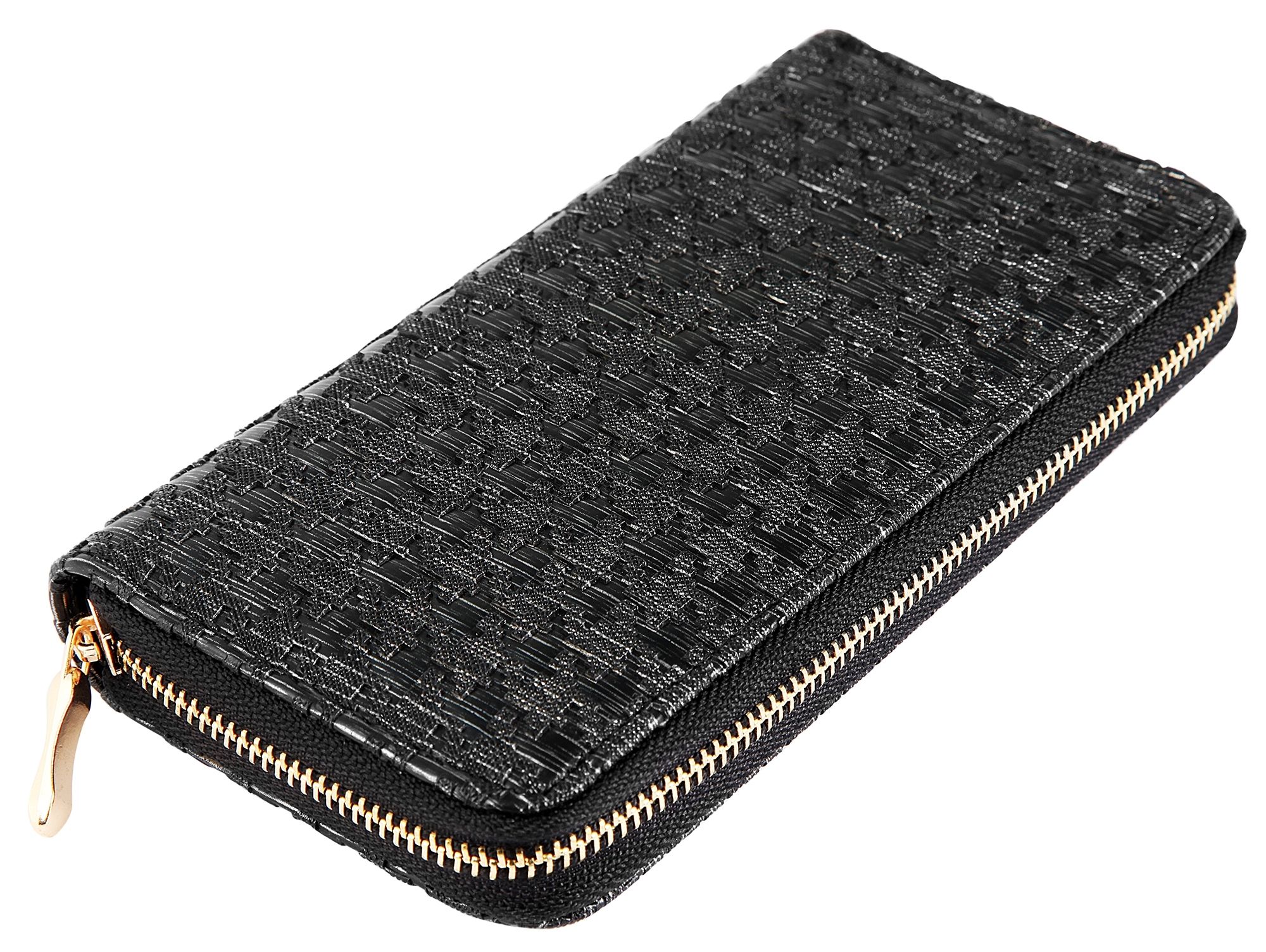 Cham Cham Damen Geldbörse aus Lederimitat in schwarz. Format 19 x 10 cm.