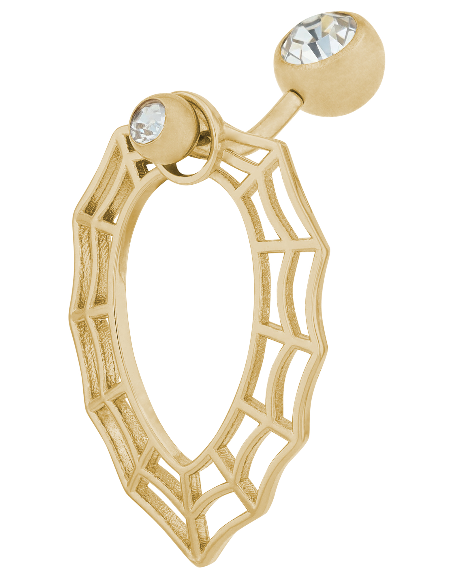 "Elena" Edelstahl-Bronze Bauchnabelpiercing, Stablänge 11 mm/ Stabstärke 2 mm, Zirkonia, goldfarben