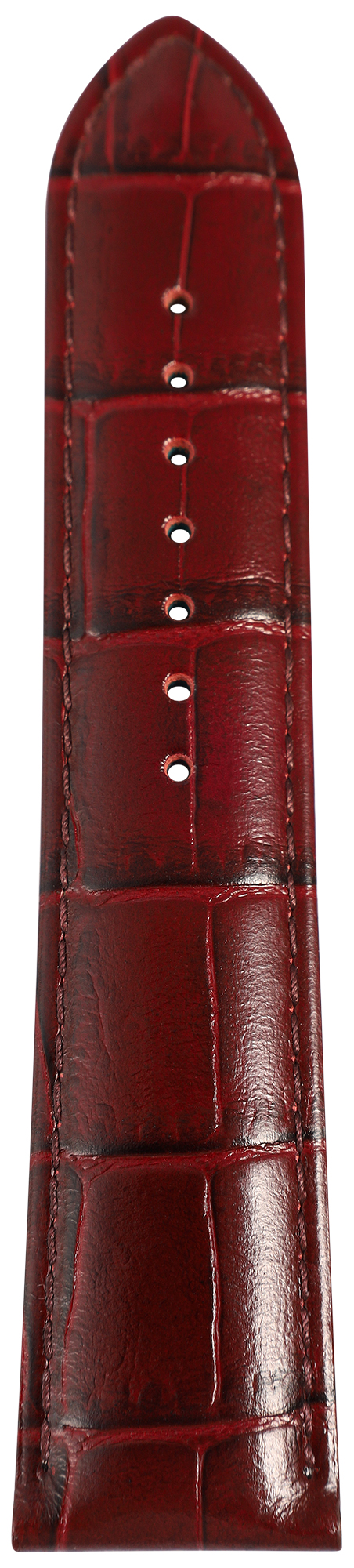 Uhrenarmband aus Echt Leder, Kroko-Optik, bordeauxrot, 20 mm