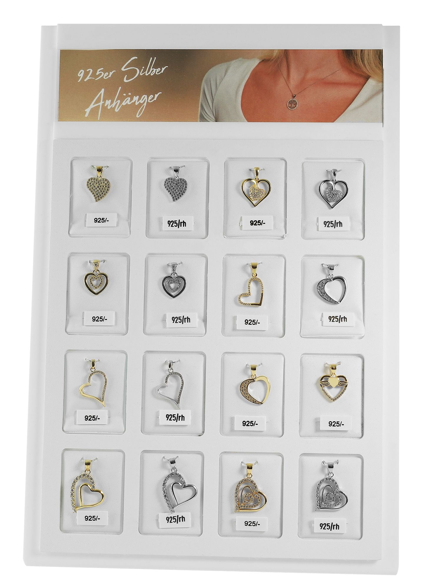 Schmuckdisplay aus Kunststoff in weiß 28,5 x 20,5 x 11 cm (für Schmuckkarten 7600034)