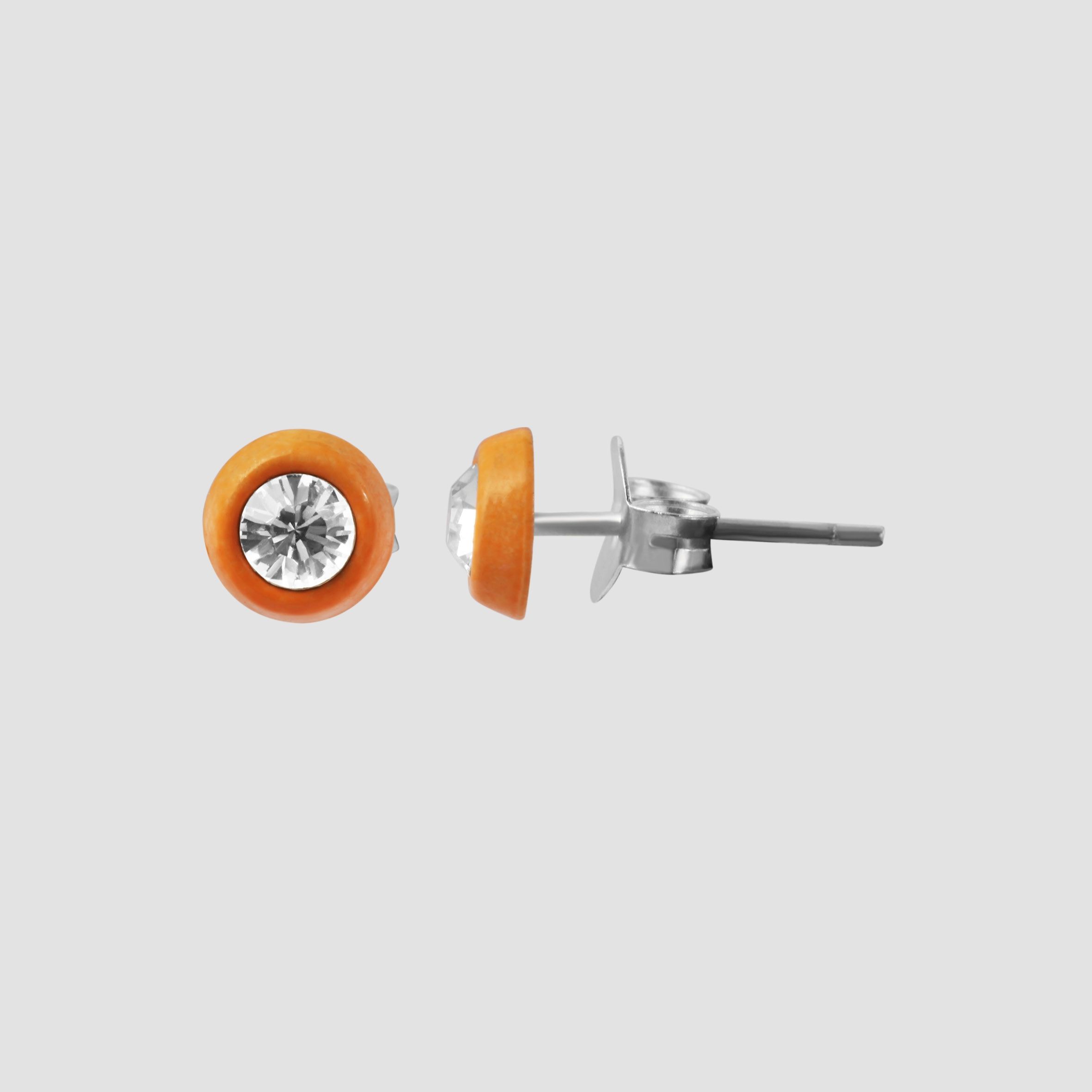"Farbenfreunde Cleo" 925/- Echt Silber Kinder Ohrstecker, Similistein, rhodiniert, orange