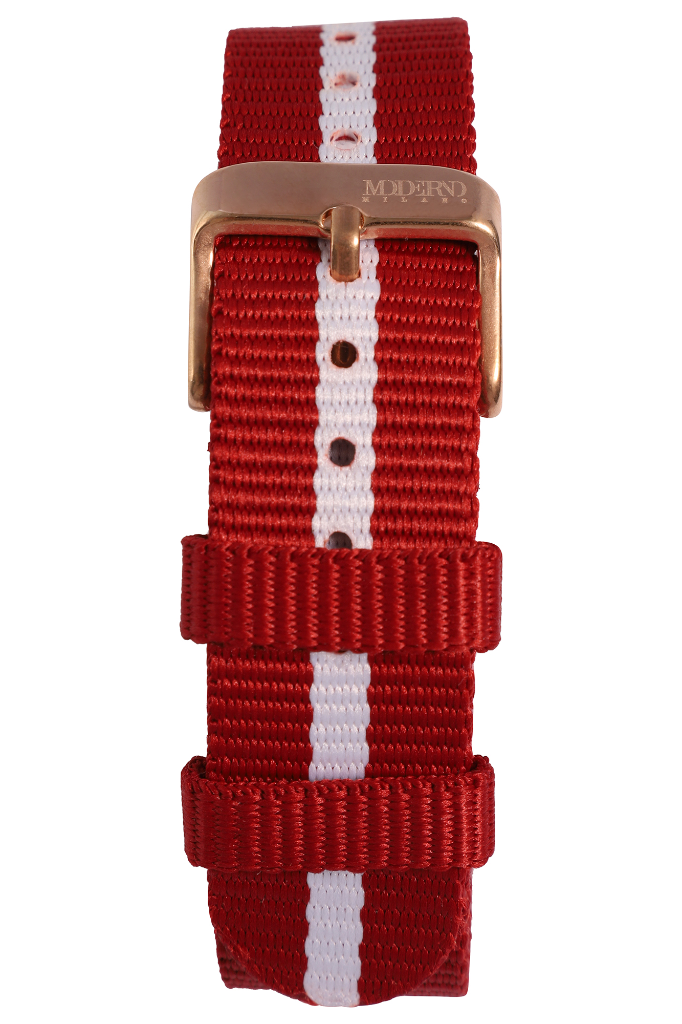 Moderno Milano - Nylon-NATO-Band, 18 mm (rot/ weiß)