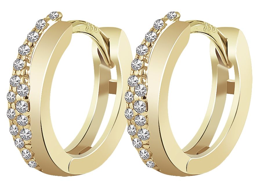 333/- Gold "Julaine" Klapp-Creolen mit Zirkoniabesatz, 8 Karat, Gelbgold