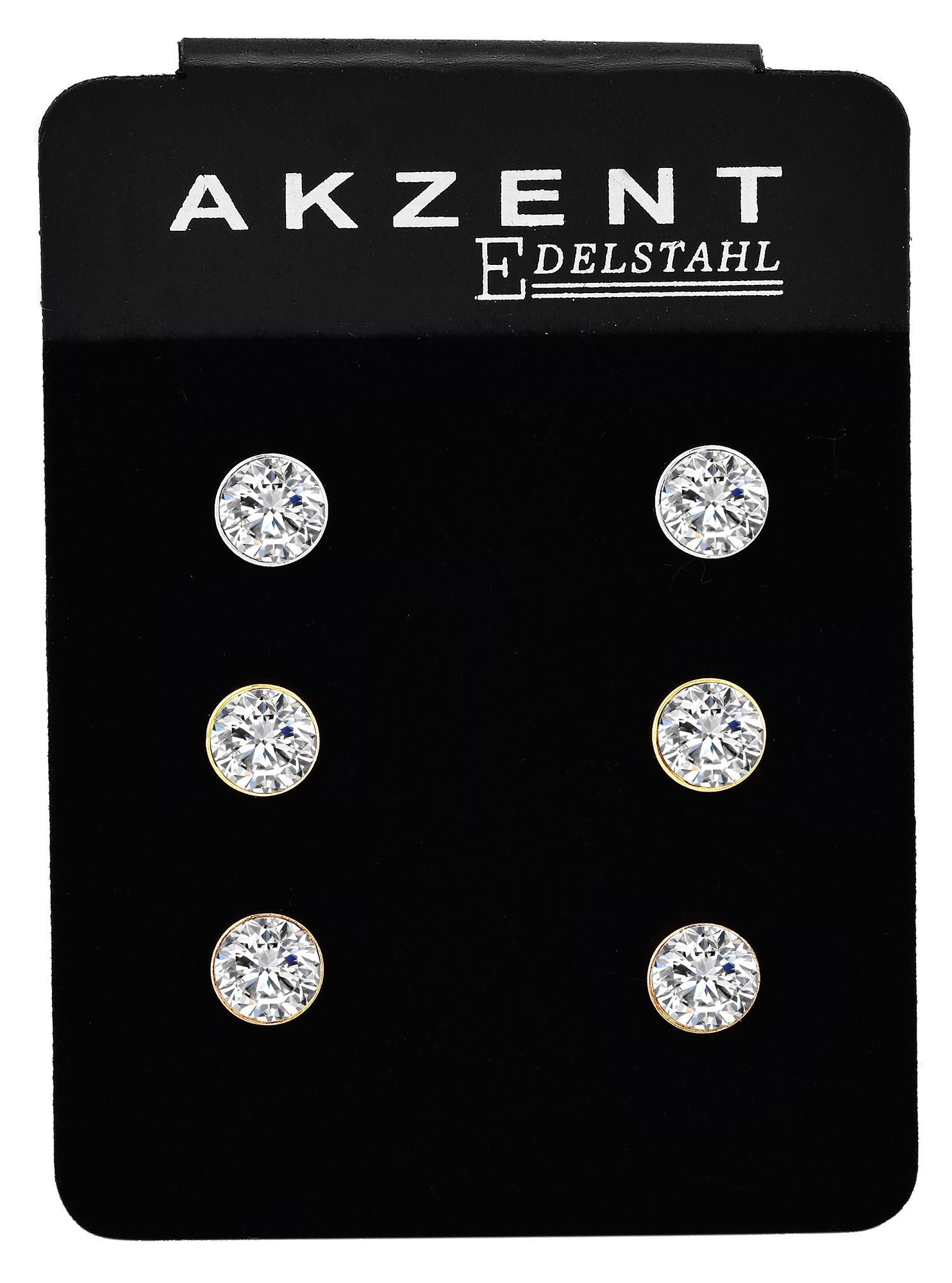"Aceel" Edelstahl Ohrstecker mit Similistein im 3er Set
