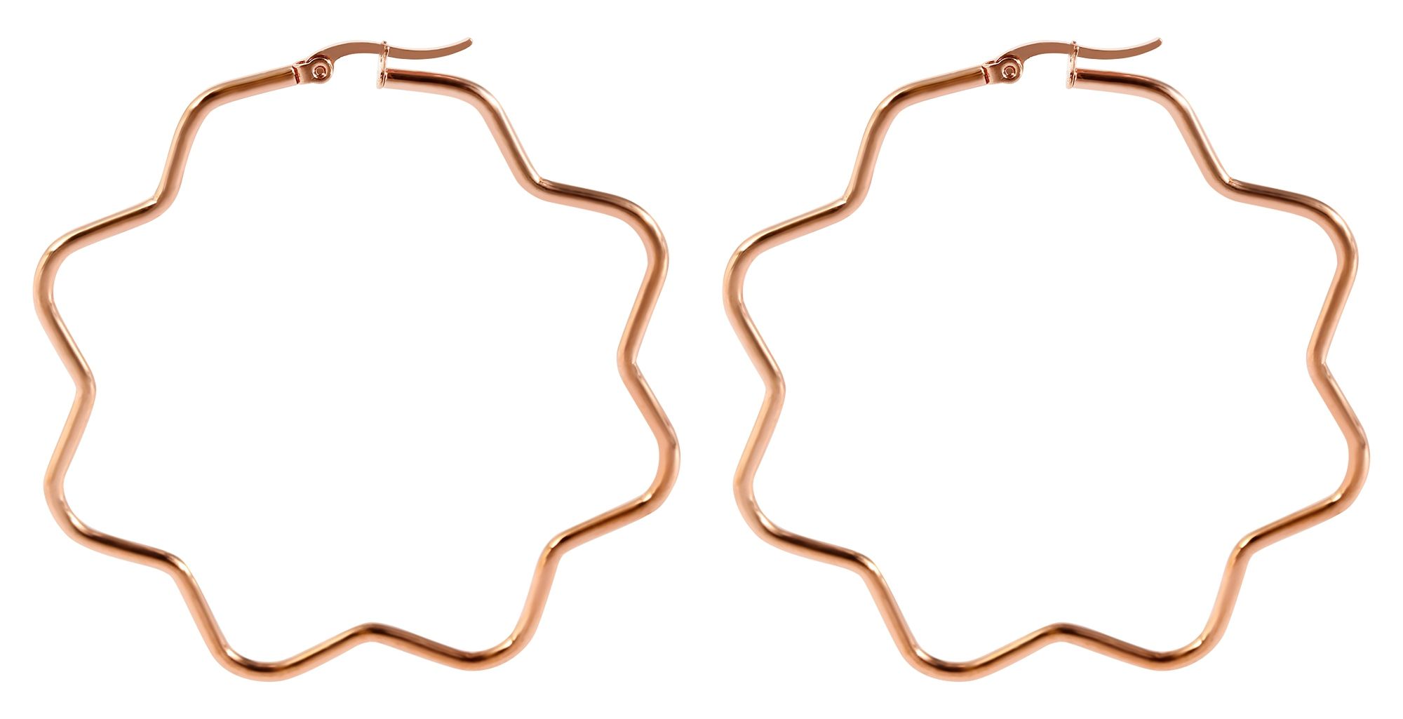 Akzent Edelstahl Creolen, Blume, 65 mm, roségoldfarbig