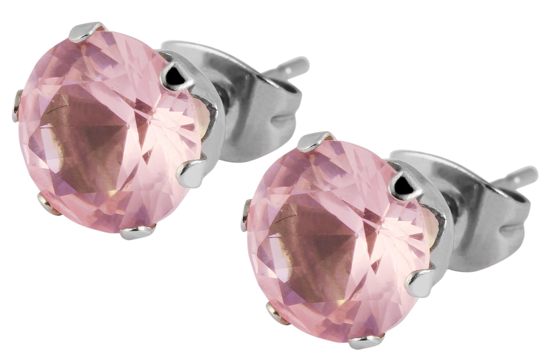 "Sultana", Akzent Edelstahl Ohrstecker, Zirkonia, rosa, Ø 7 mm