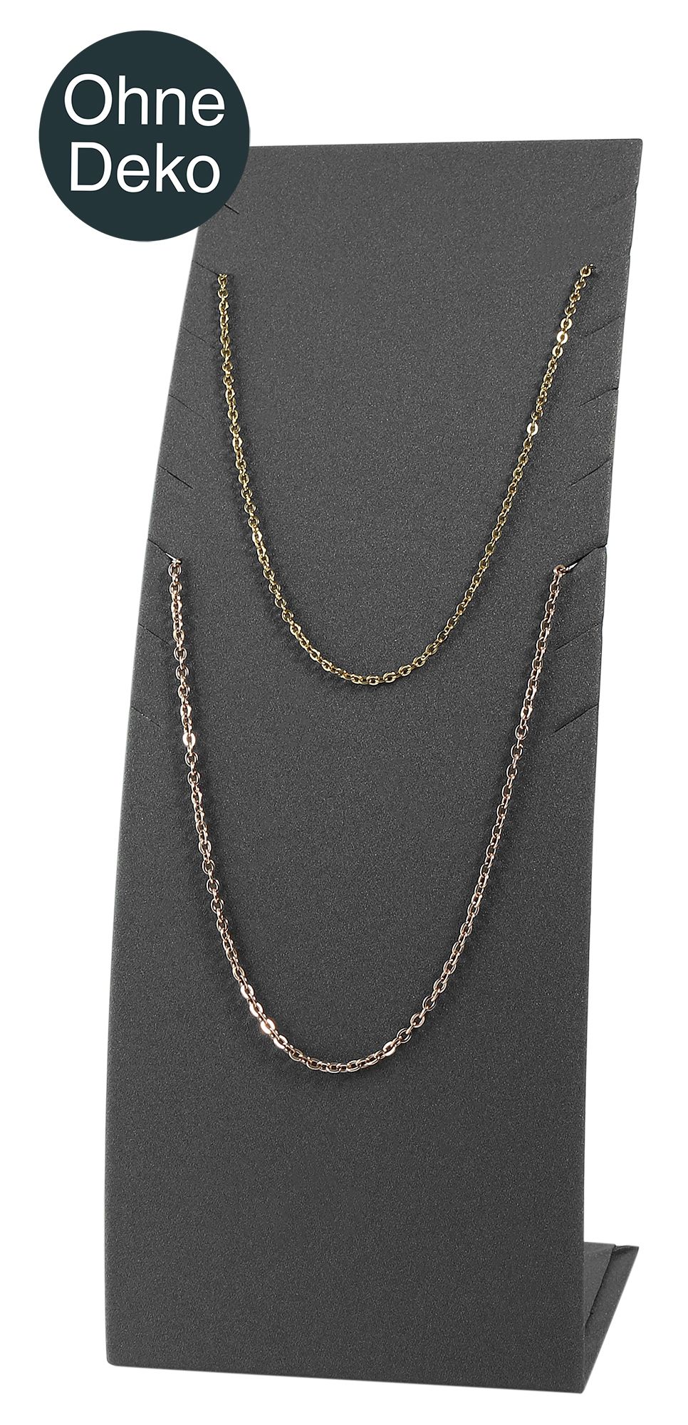 Aufsteller für Ketten oder Armbänder, PU-bezogen, 21,5 x 7,5 x 6,5 cm, grau