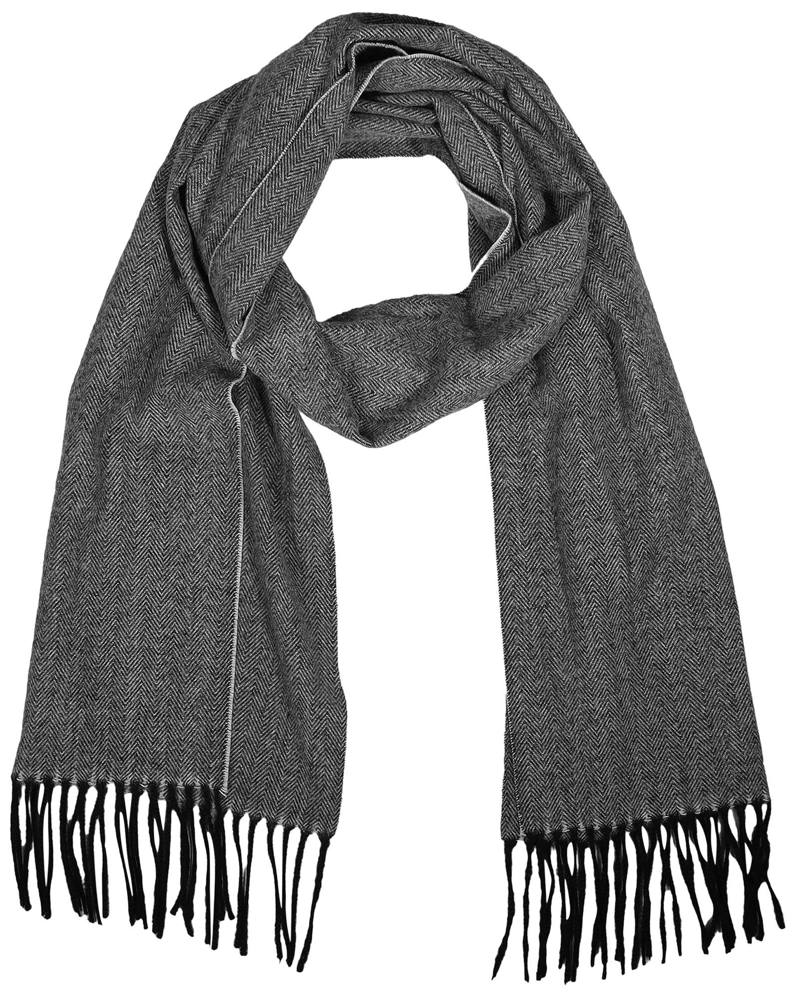 Herren Winterschal, unifarben mit Fischgrätenmuster (grau) 100% Polyester VE 4