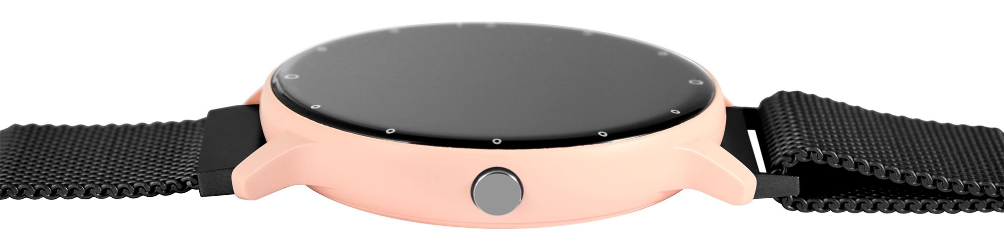 TimeTech Smartwatch mit Mesharmband, schwarz/rosa