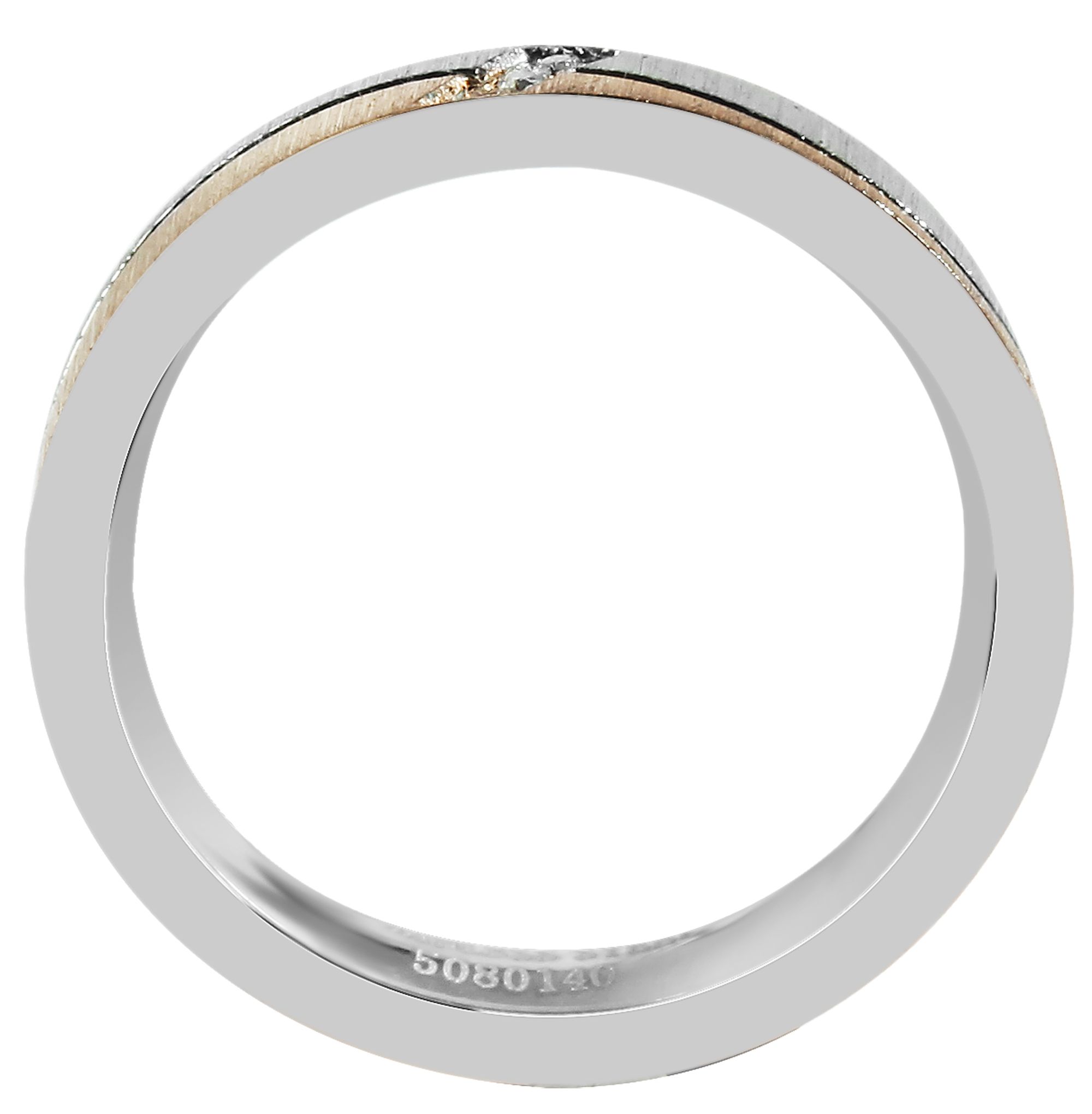 "Vision Highlight" Damen-Partnerring, Akzent, Edelstahl, Simili, bicolor (silberfarbig/ roségoldfarbig), Gr 54
