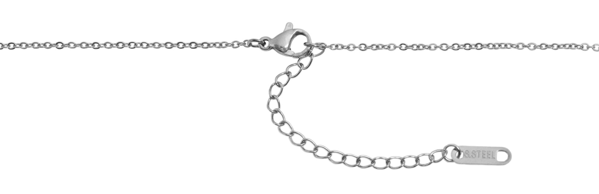 Akzent Halskette mit Herz & Ring Anhänger, Edelstahl, Similibesatz, silberfarben