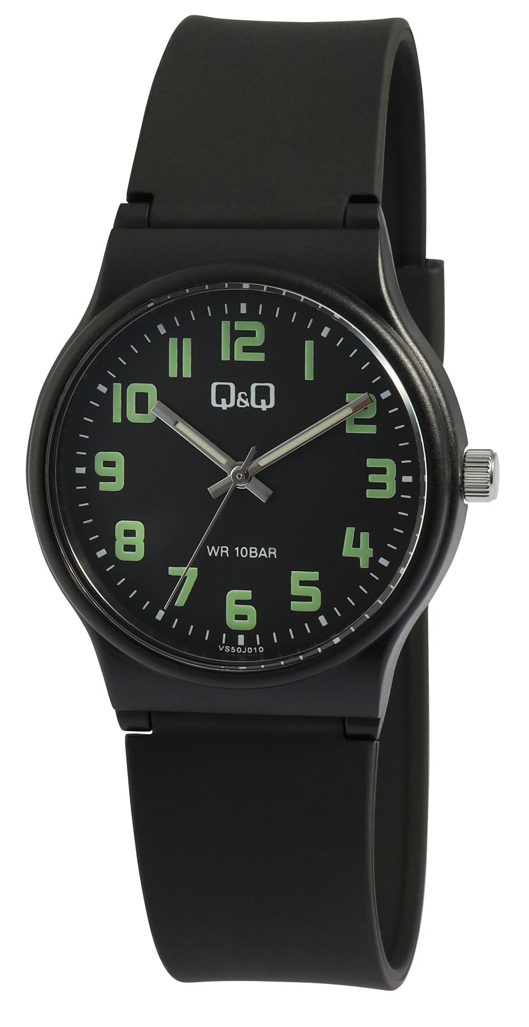 Q&Q Herren-/ Jugenduhr, Silikonband, Ø 38 mm, schwarz