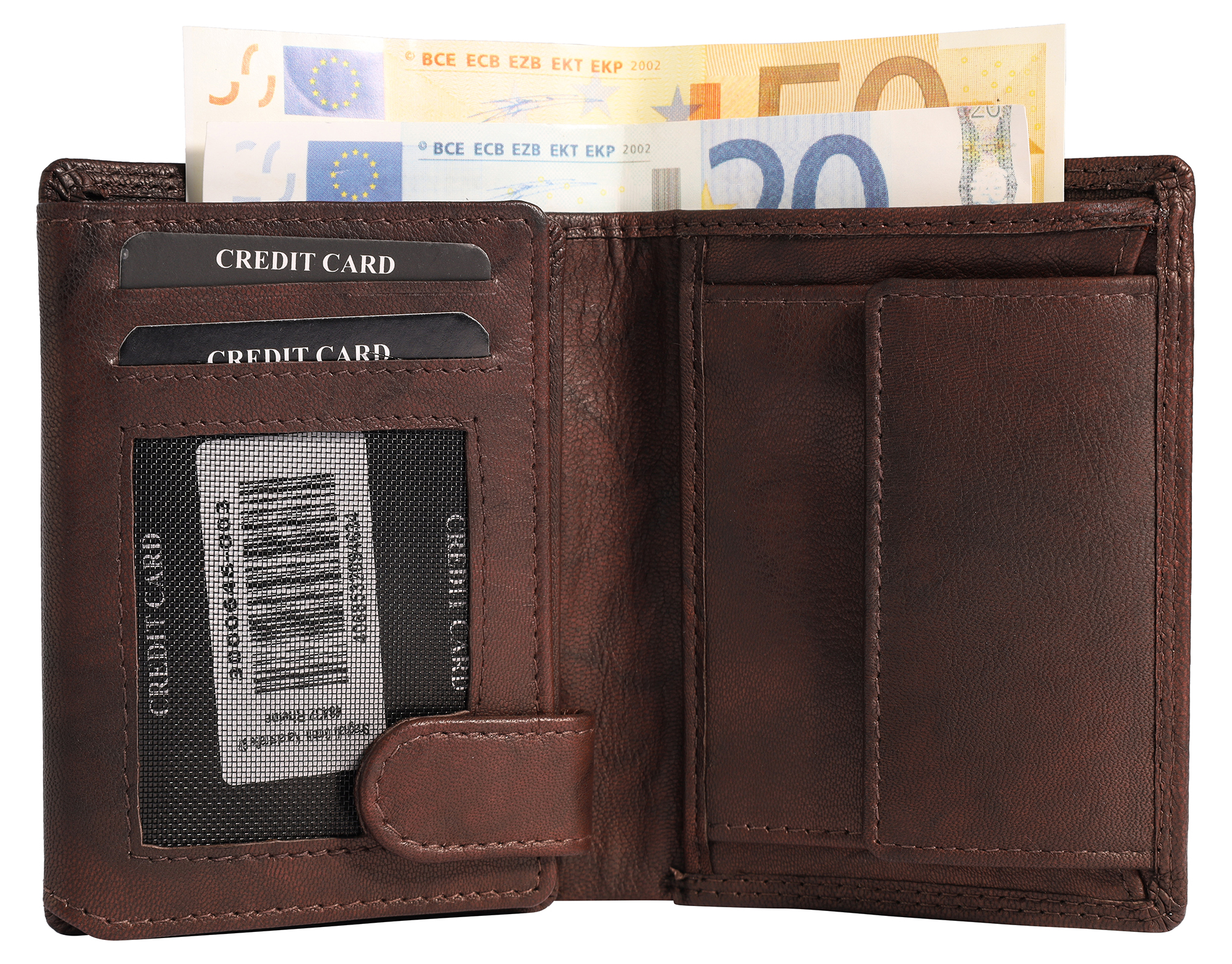 Leonardo Verrelli Echtleder (Antik) Geldbörse, RFID, Hochformat, dunkelbraun