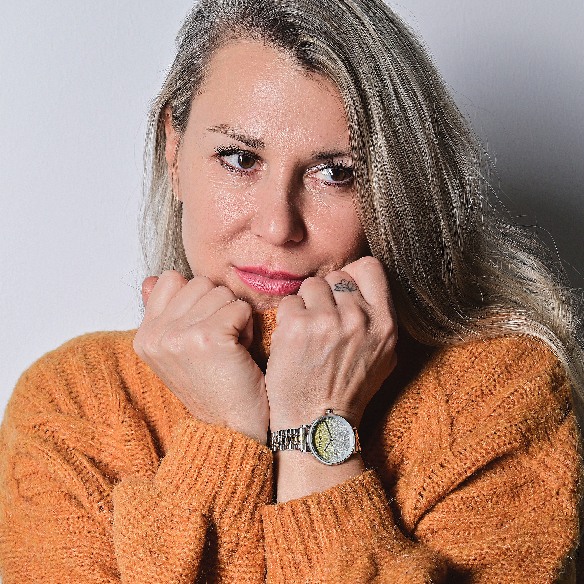 Just Watch Damenuhr mit Edelstahlarmband und buntem Glitzer-Zifferblatt