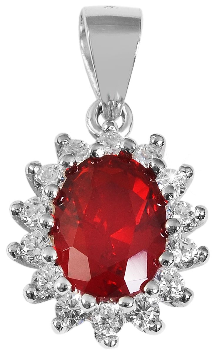 "Diana", 9257- Echt silber Entourage Anhänger, Zirkonia rot/ weiß, rhodinert