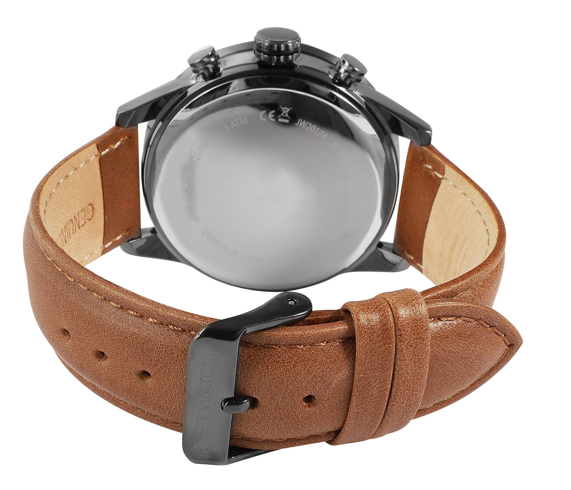 Just Watch Herrenchronograph mit Lederarmband, 5 ATM, braun