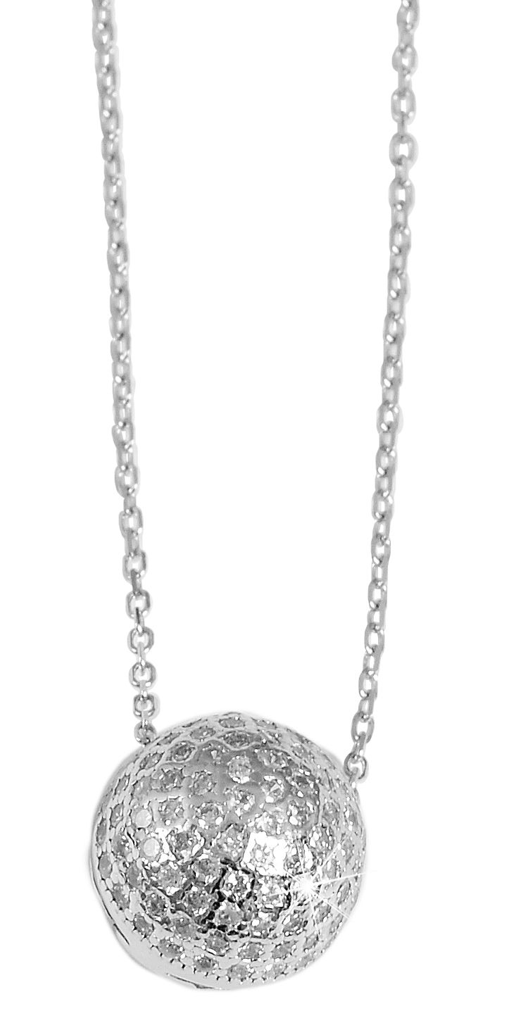 "Feria" 925/- Echt Silber Kette mit Anhänger - Kugel Ø 8 mm, Zirkonia  rhodiniert