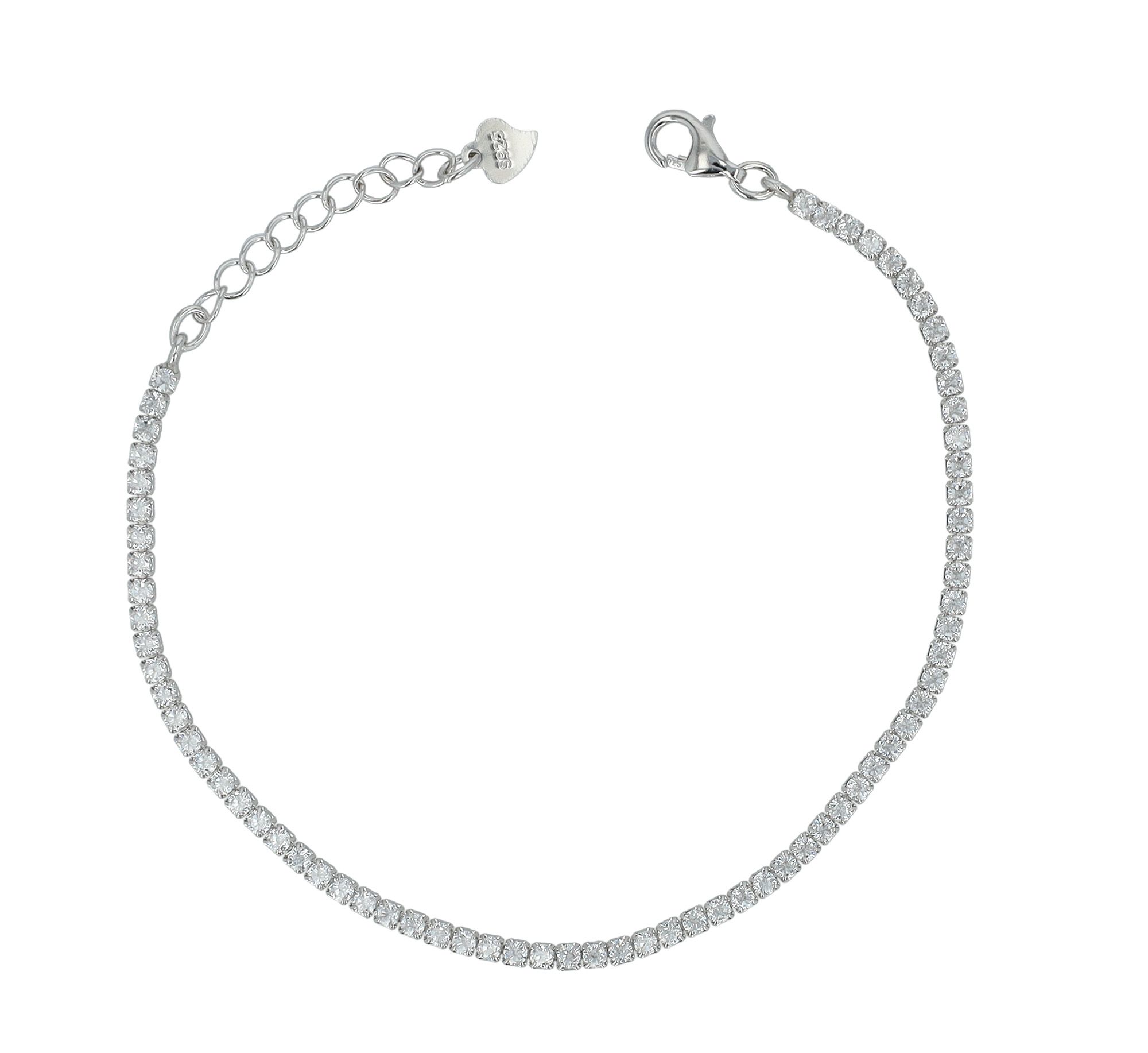 925/- Echt Silber Tennisarmband "Twyla" mit weißem Besatz, rhodiniert