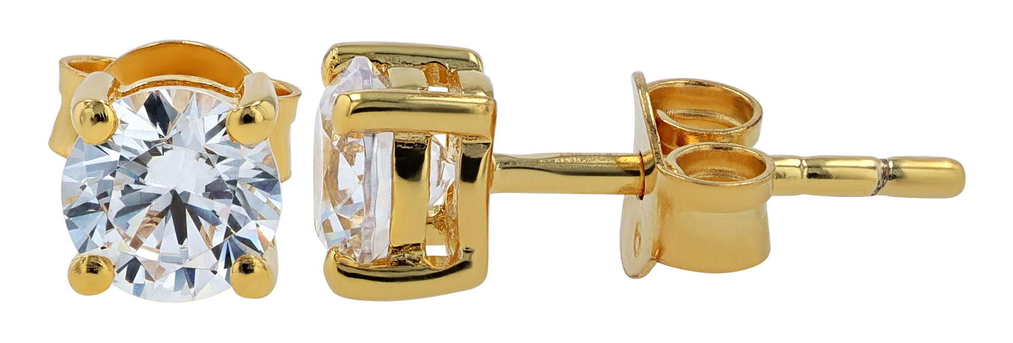 Sif Jakobs Jewellery 925/- Echt Silber Ohrstecker Ø 5 mm "Princess Round", Zirkonia, vgold.