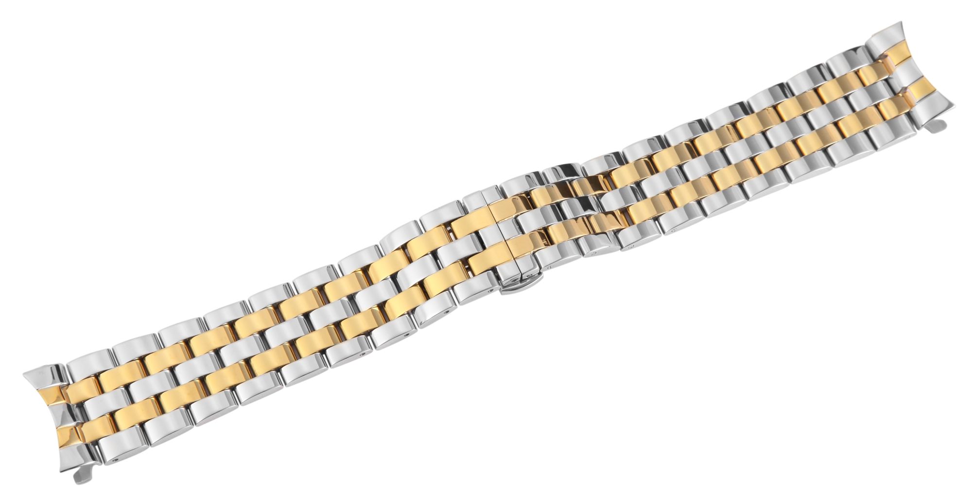 Edelstahl-Uhrenarmband, bicolor, Butterfly-Faltschließe, 20 mm