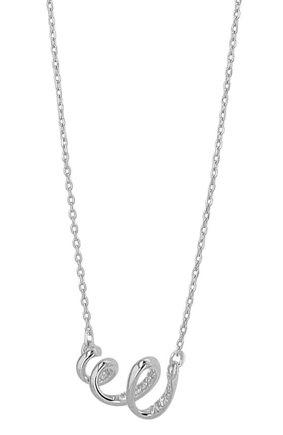 "Ineke" 925/- Echt Silber Kette, gedrehter Anhänger, Zirkonia, silberfarben, rhodiniert