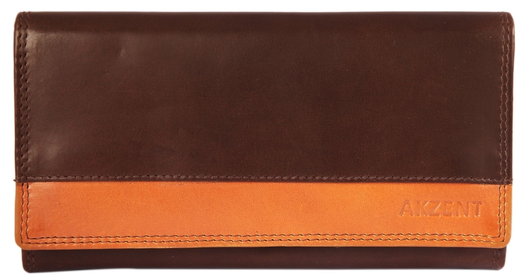 Akzent Echtledergeldbörse, RFID safe, braun/orangefarben