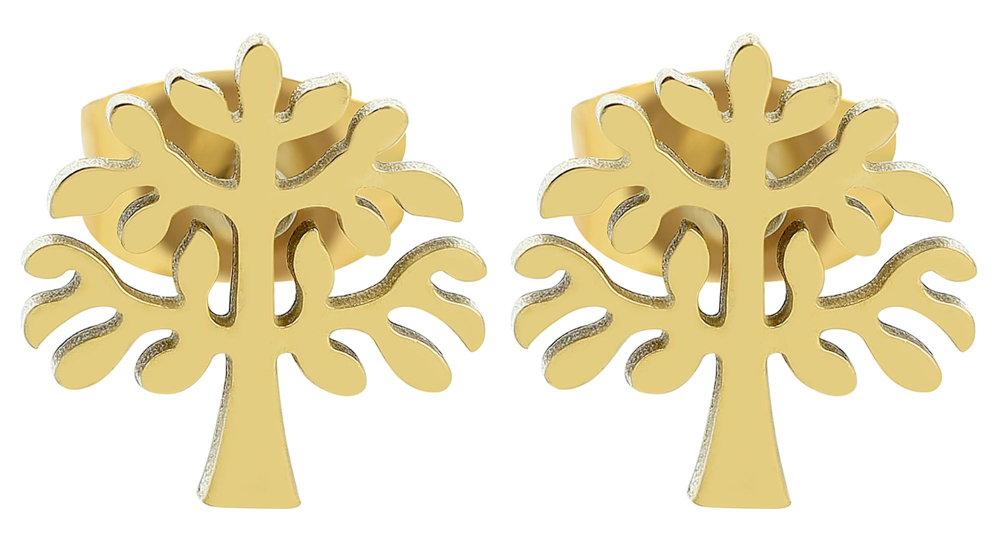 Akzent Lebensbaum-Ohrstecker "Vale" aus Edelstahl, goldfarben