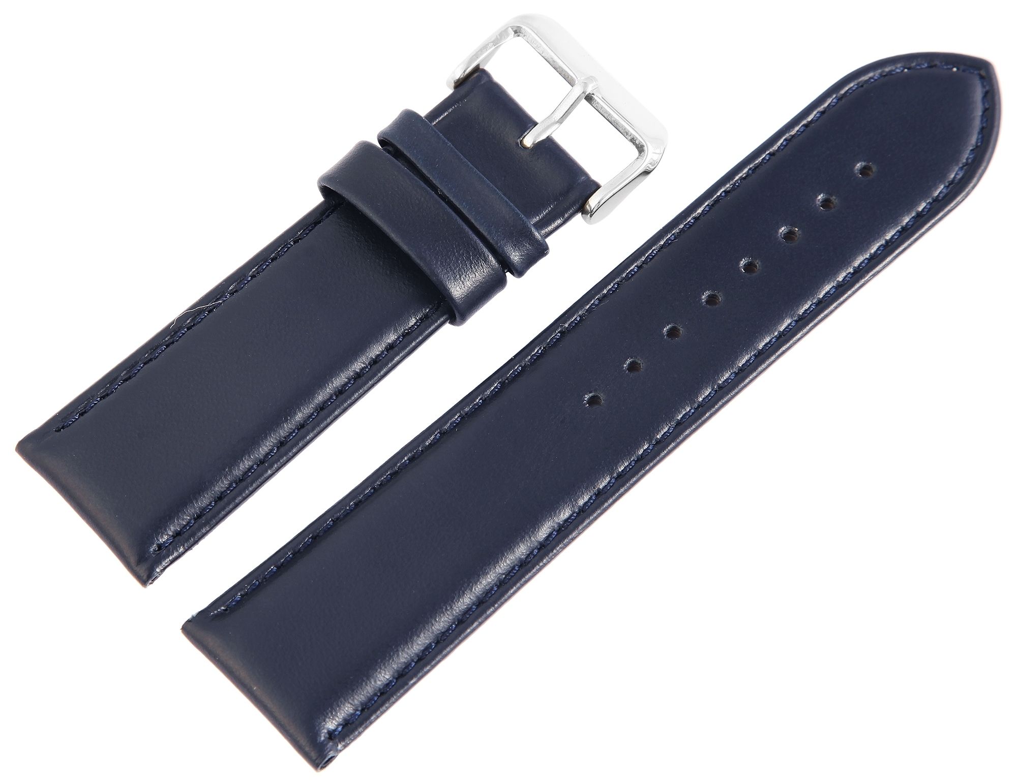 Echtleder-Uhrenarmband, gepolstert, dunkelblau, 20 mm