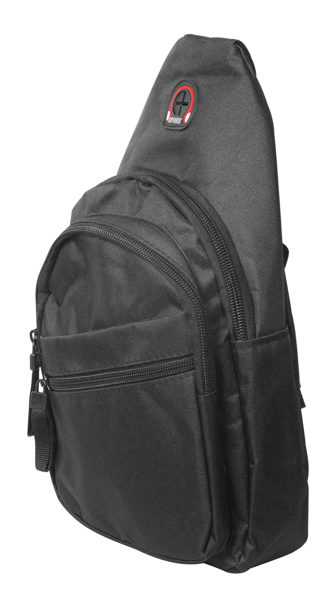 Brusttasche aus Textil mit verstellbaren Gurt, schwarz