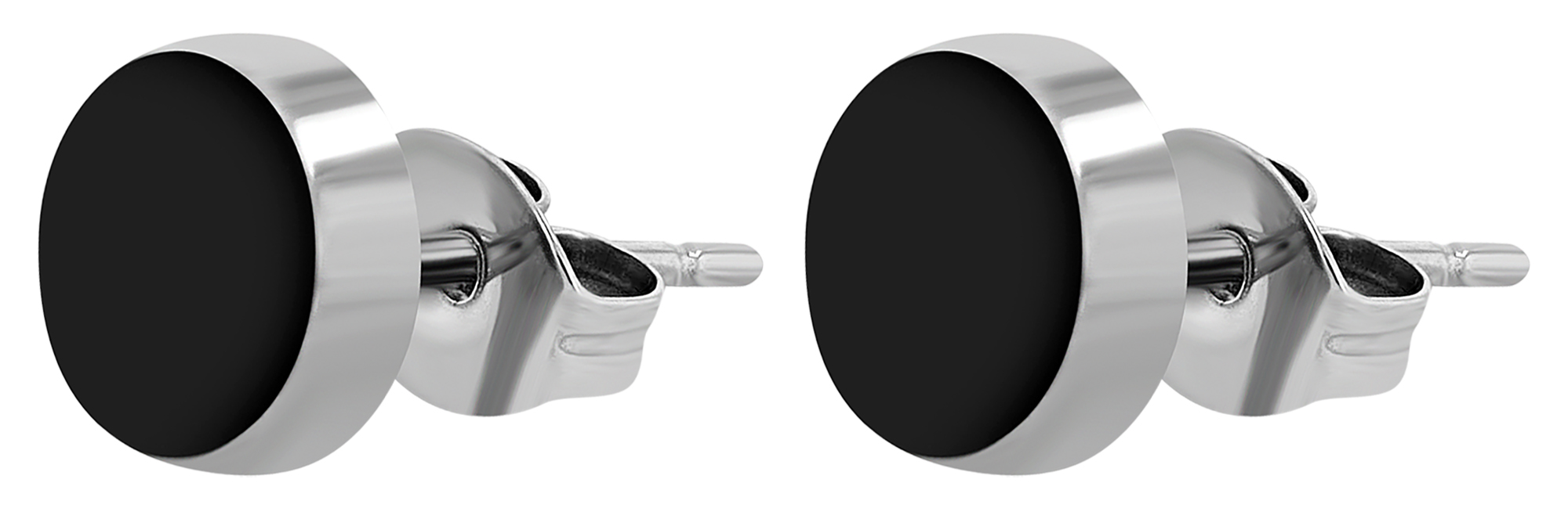 "Jimmy", Titan Ohrstecker, Ø 7 mm/ 2,5 mm, silberfarben/ schwarz