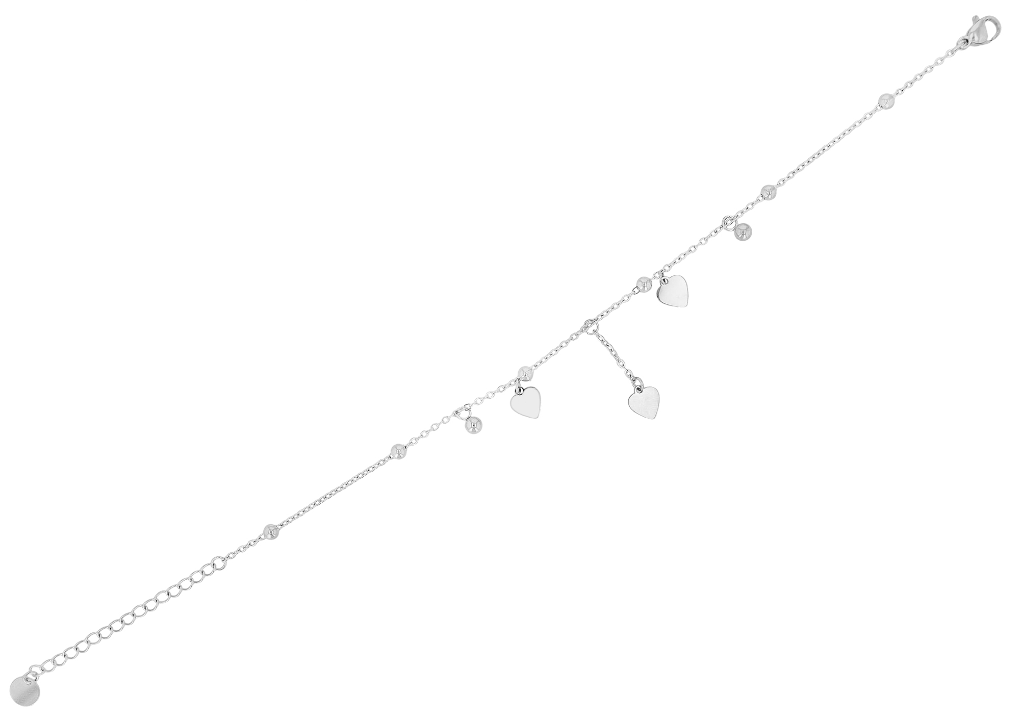 "Dafne" Fußkette mit Herzanhänger, Edelstahl, silberfarben