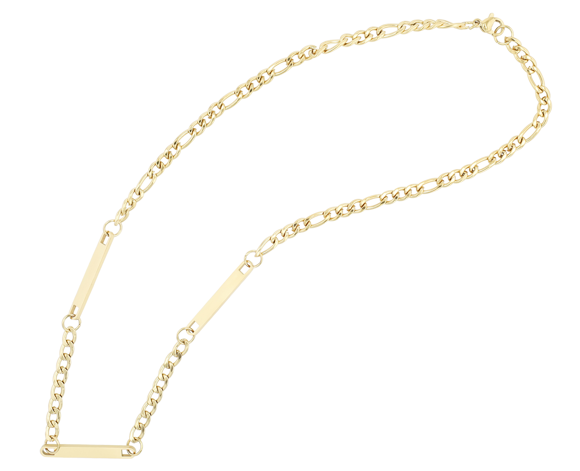 "Sam" Edelstahl Figarokette, gravurfähig, goldfarben, Breite 4 mm