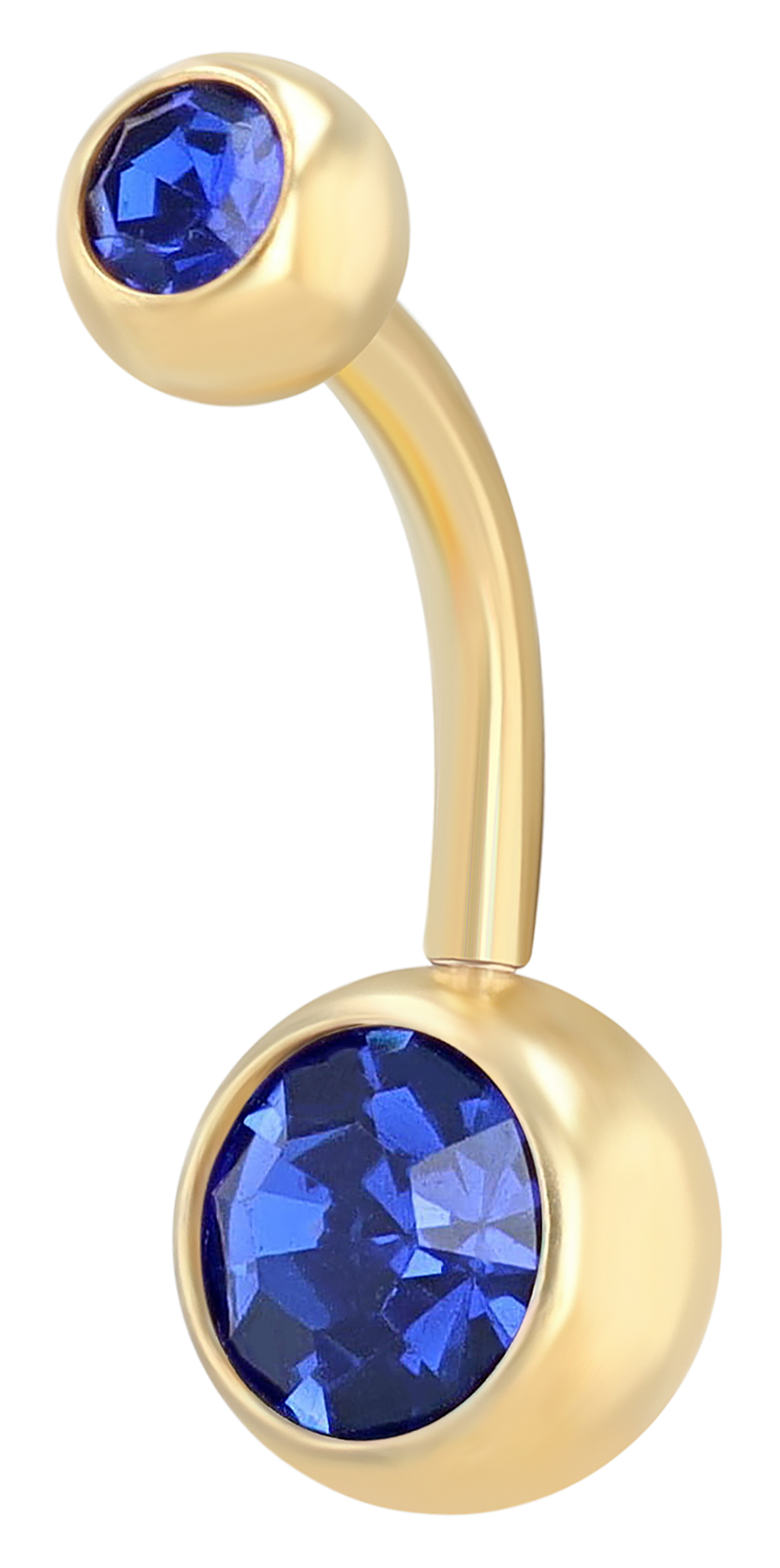 "Sariye" Edelstahl-Bronze Bauchnabelpiercing, VE6, 10 mm/ Stärke 1,8 mm, blau