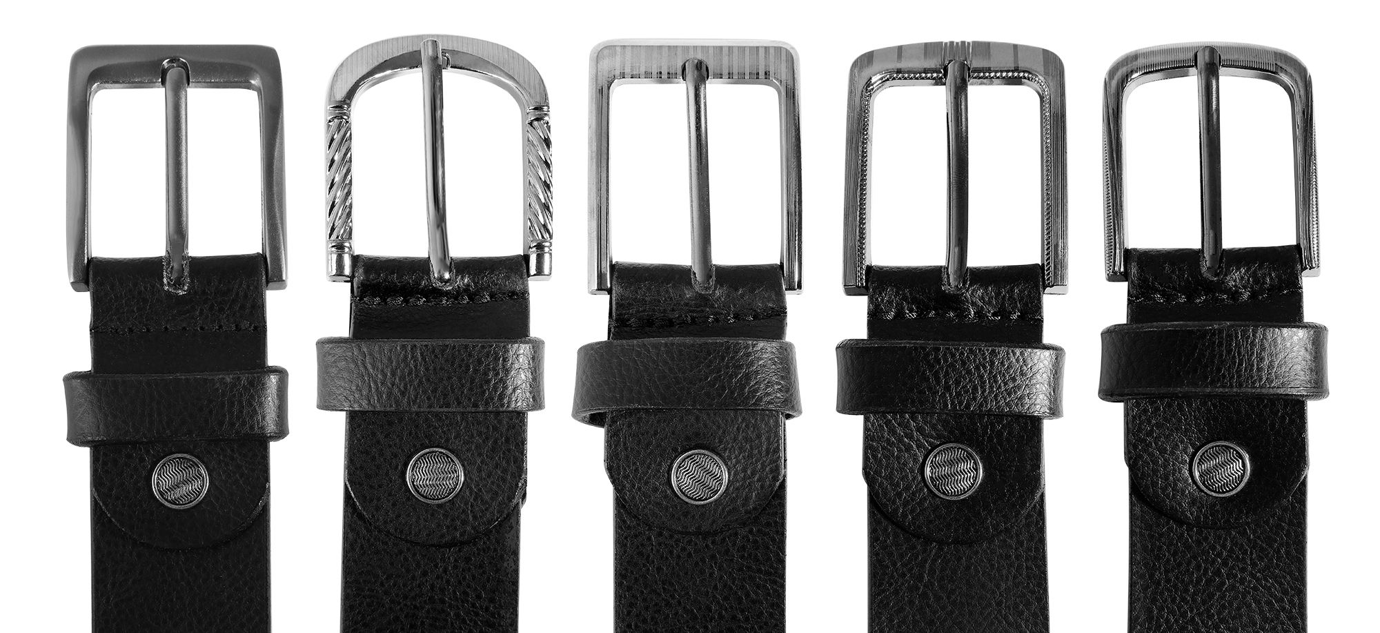Leonardo Verrelli Echtleder Gürtel, kürzbar, schwarz, 2. Wahl (Schließendesign sortiert), 110 cm