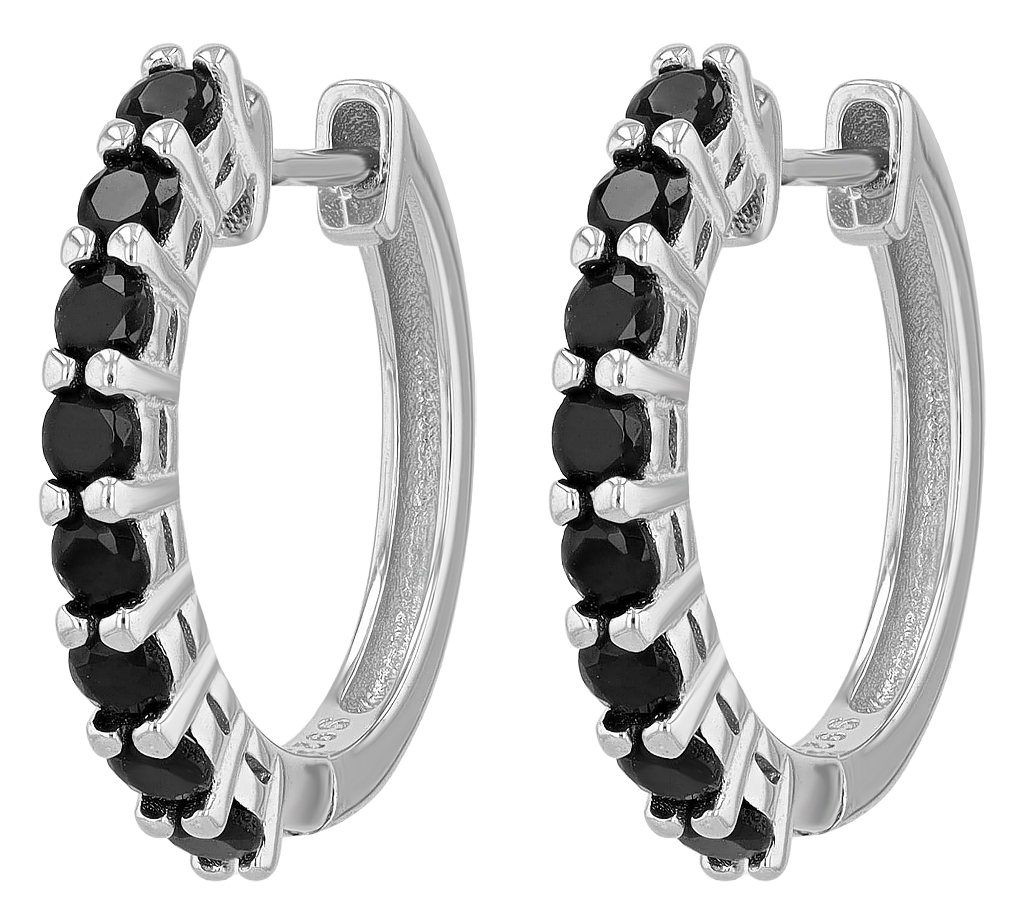 "Alev", 925/- Echt Silber Creolen mit Zirkonia, rhodiniert