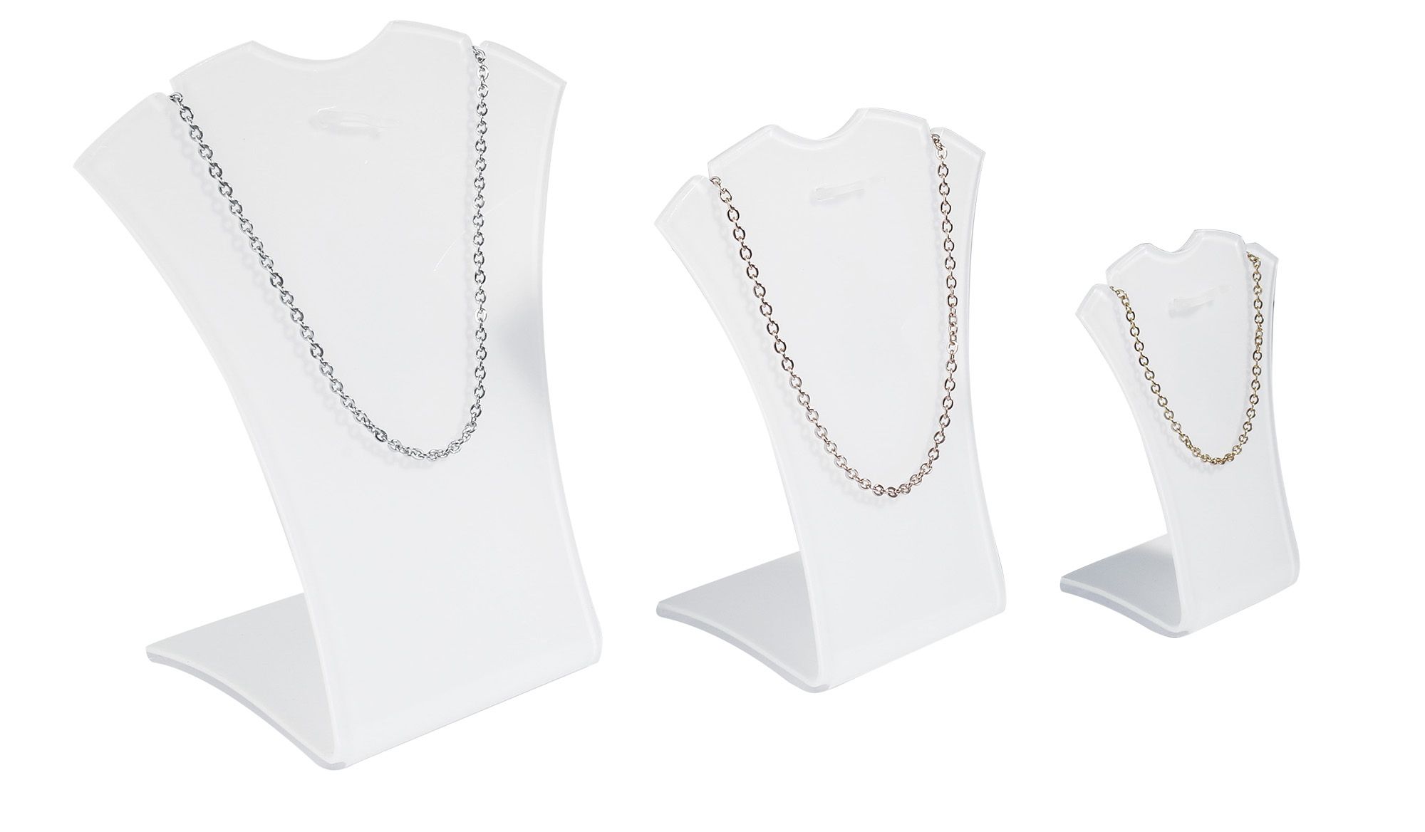 Acryl Aufsteller für Ketten (Dekoserie Glossy), 3er Set , weiß