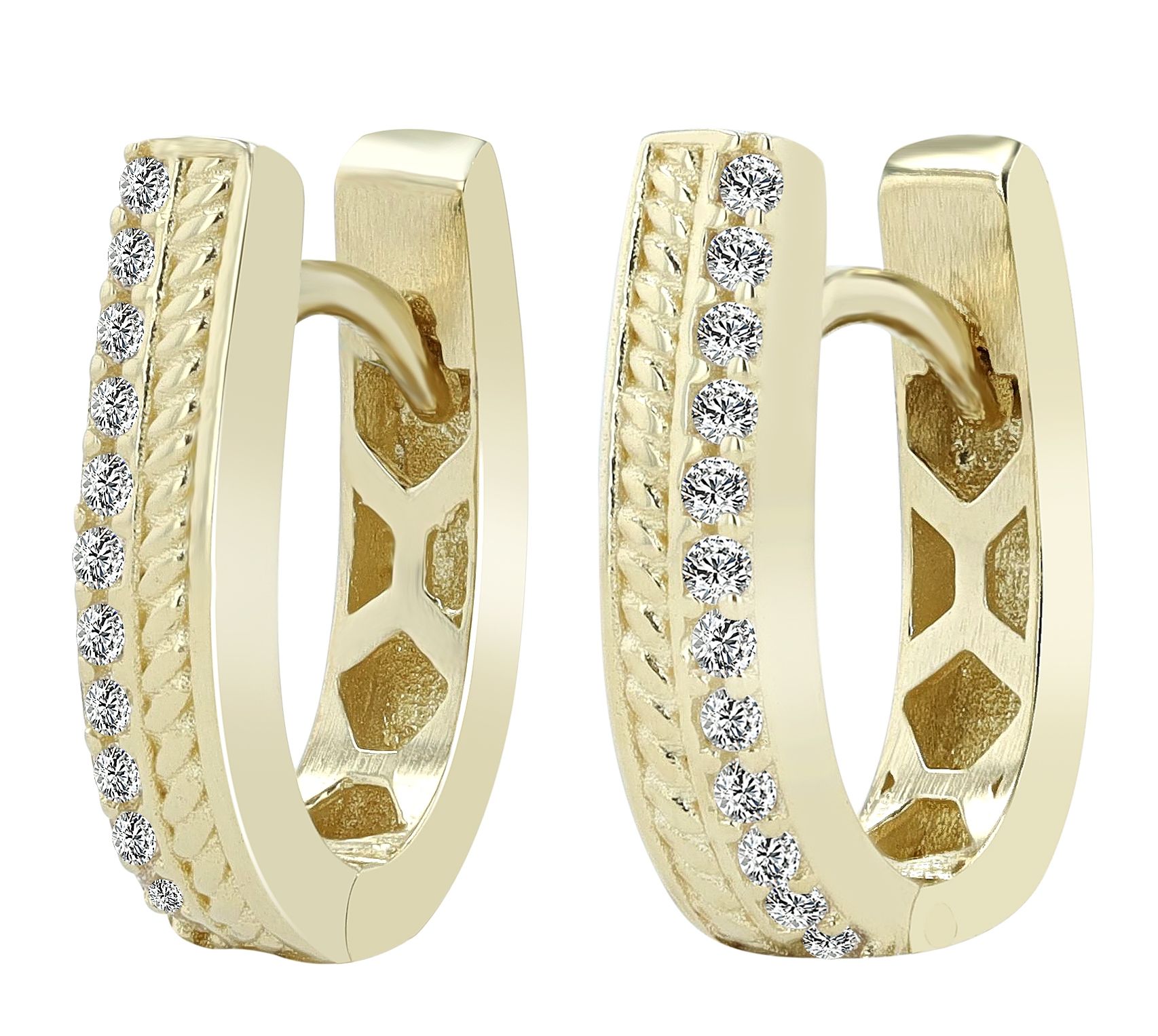 333er Gold Klapp-Creolen "Saida", Gelbgold, Zirkonia, 8 Karat